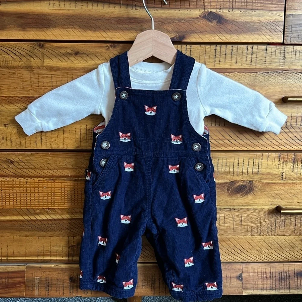 JOJO MAMAN BEBE Embroidered Cotton Corduroy Overalls 🦊